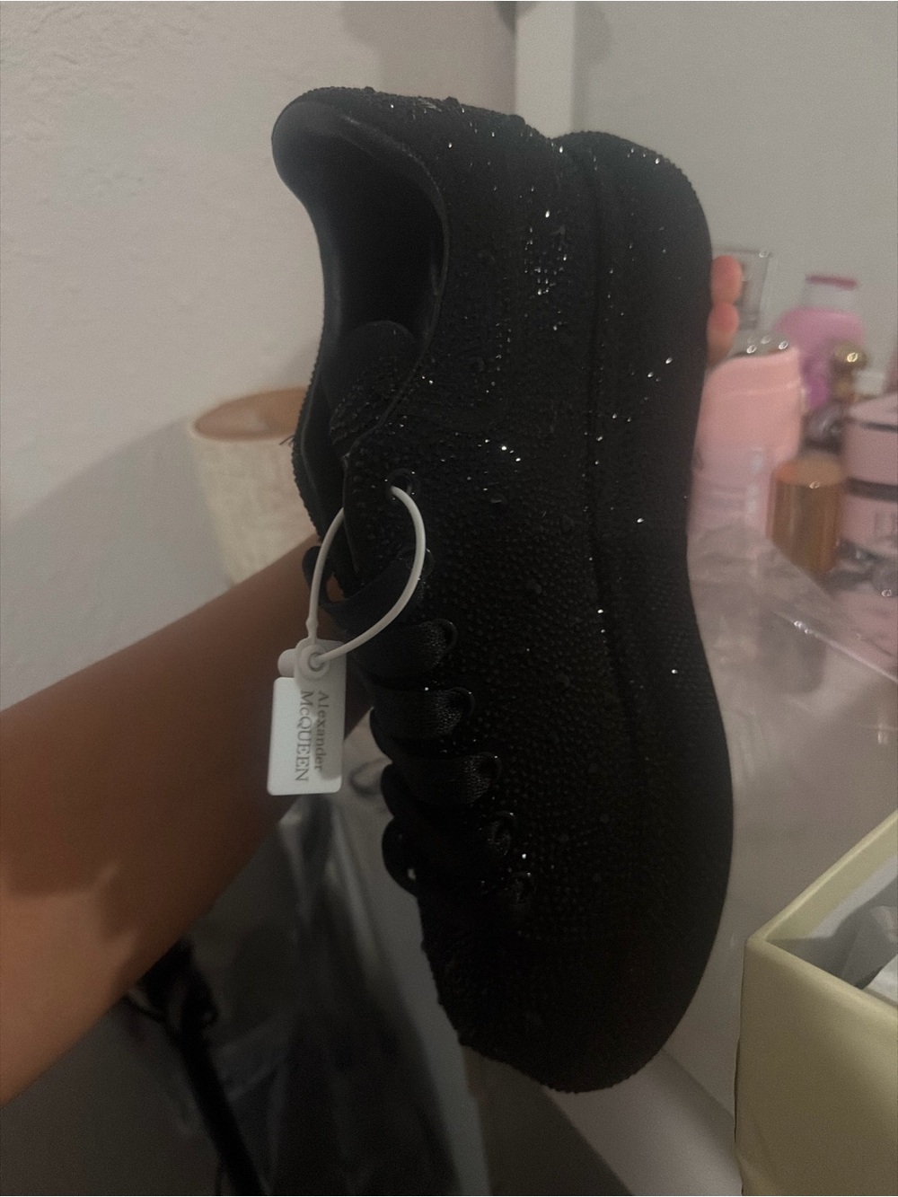 Alexander McQueen Black Sparkle Platform Sneaker